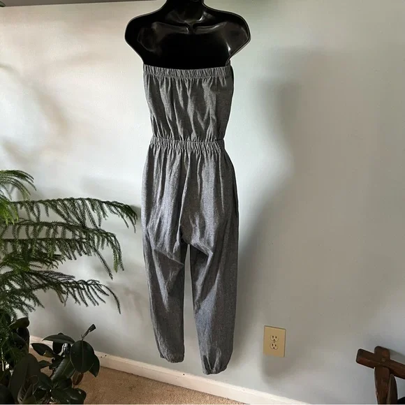 Strapless jumpsuit, chambray gray, cotton, American Apparel Lightweight Size M - Picture 3 of 5
